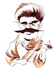 Fritz Kreisler - caricature sépia